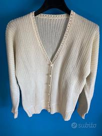 Liseuse notte tricot misto lana color burro, M.