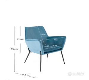POLTRONA BLU VELLUTO