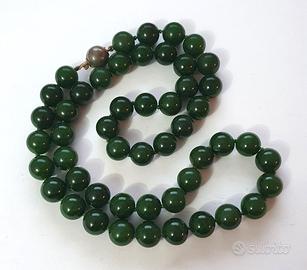 Antica Collana di perle vetro pregiate color verde