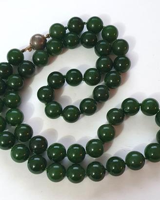 Antica Collana di perle vetro pregiate color verde