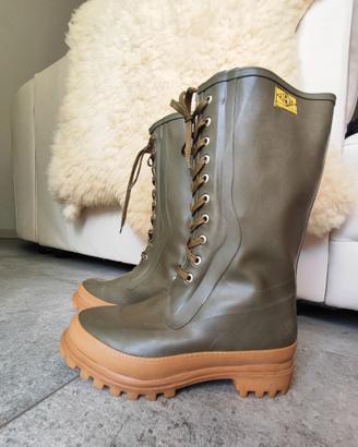 Stivali Gomma Vintage Trento 40 Nuovi Stringati