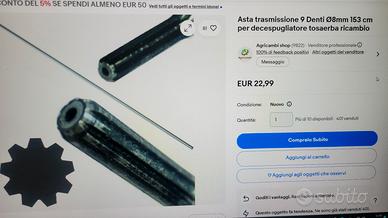 Asta trasmissione 9 denti diametro 8 153cm 