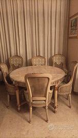 TAVOLO IN MARMO CON 5 SEDIE ABBINATE + 1