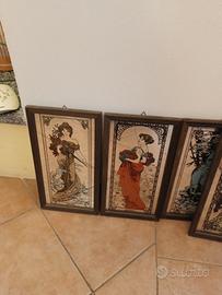 Set 4 specchi vintage "Le 4 stagioni" - anni 70