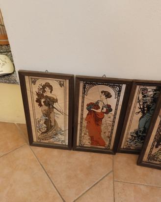 Set 4 specchi vintage "Le 4 stagioni" - anni 70
