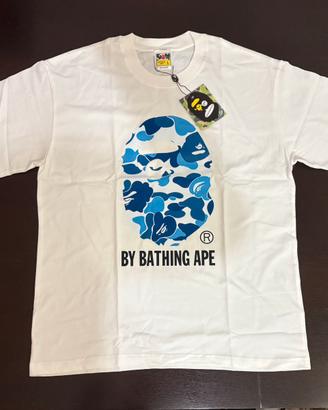 A Bathing Ape T-Shirt Bianca Stampa Camo Blu (L)