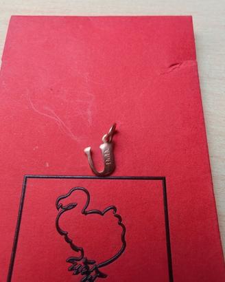 Ciondolo Dodo pomellato in oro rosa lettera 'U'