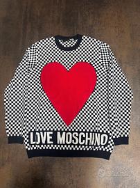 Maglione Love Moschino Cuore Scacchi taglia S