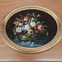 dipinto olio su tavola con cornice