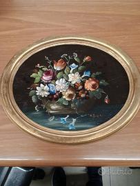 dipinto olio su tavola con cornice