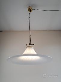lampadario vetro Murano spirale bianca anni 70