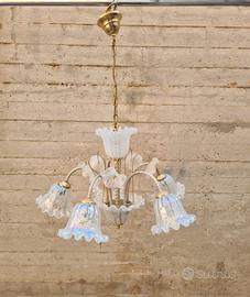 Lampadario luci vetri cappellotti paralumi murano