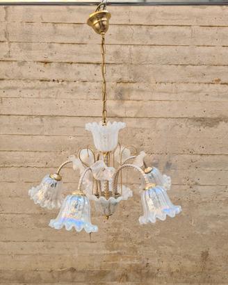 Lampadario luci vetri cappellotti paralumi murano
