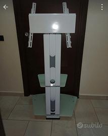 Supporto televisione con mensole in vetro