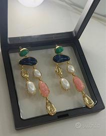 Orecchini alta bigiotteria con pietre multicolor
