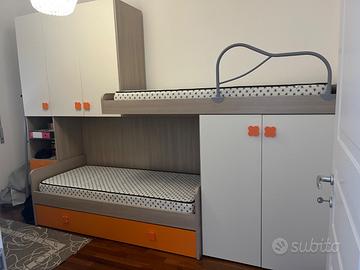 CAMERETTA COMPLETA A PONTE CON 3 POSTI  LETTO