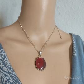 collana quarzo Granato in argento e acciaio 