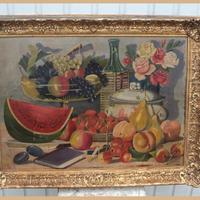 Quadro con frutta olio su tela