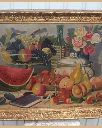 Quadro con frutta olio su tela