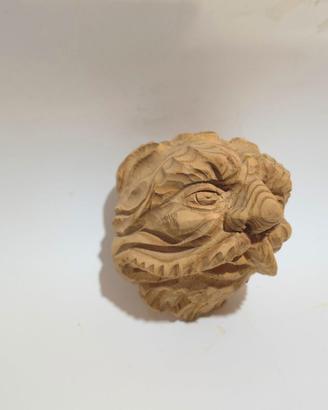 Mascherone Barocco in Legno Massello (13x11 cm). U