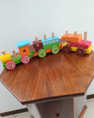 Trenino in legno a 3 vagoni