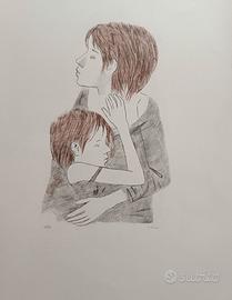 Maternità. Litografia di Xavier Bueno