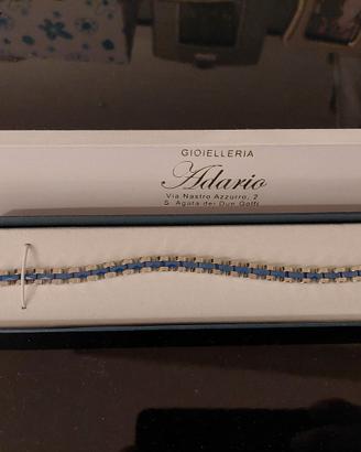 Bracciale acciaio inox a maglie Blu e Silver