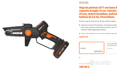 Worx Motosega Nitro WG325 con batteria