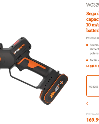 Worx Motosega Nitro WG325 con batteria