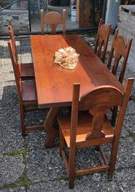 tavolo Fratino in noce massello e sedie