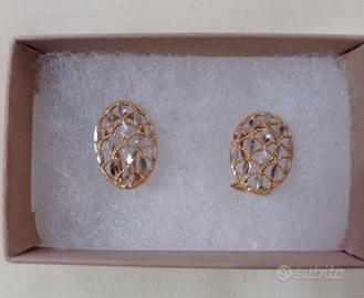 Orecchini in oro giallo e bianco, 18 kt