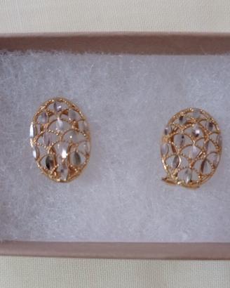 Orecchini in oro giallo e bianco, 18 kt