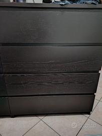 Cassettiera IKEA MALM con 4 cassetti–marrone-nero