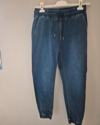 Jeans donna con lacci in vita