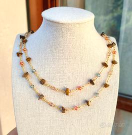 Collana occhio di tigre e cristalli 
