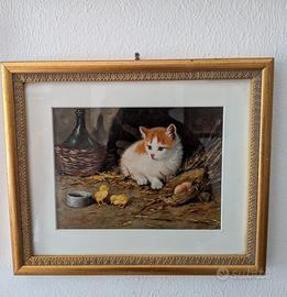 Quadro di EDUARDO CERRONE "Gattino e Pulcini"
