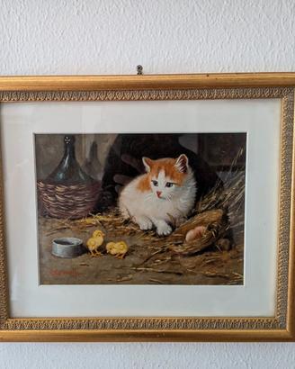 Quadro di EDUARDO CERRONE "Gattino e Pulcini"