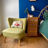 POLTRONA DA CAMERA VERDE MELA STOFFA COTONE SALA