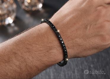 Bracciale Tennis in Argento con Moissanite nera