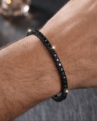 Bracciale Tennis in Argento con Moissanite nera