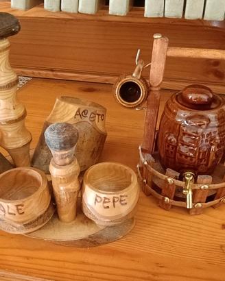 Porta olio, aceto, pepe e sale. Botticella liquore