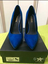 Décolleté camoscio blu elettrico