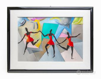 Quadro olio su tela "le ballerine" di Pino Caruso