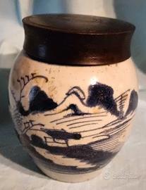 Antico vasetto portaspezie coperchio legno