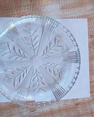 Piatto Torta 31cm Vetro Cristallo Satinato Vintage