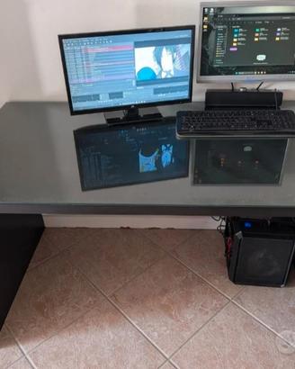 Scrivania Nera Vetro + Sedia Ufficio