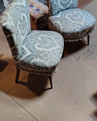 Coppia di poltroncine / sedie vintage imbottite 