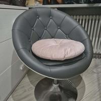 sedia girevole poltroncina pelle grigio bianco 