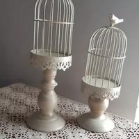 Coppia portacandele a forma di gabbia