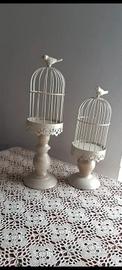 Coppia portacandele a forma di gabbia